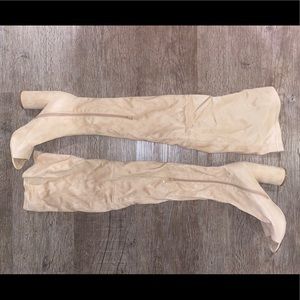 Nude Suede Thigh High Boots